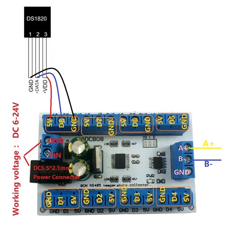 ELETECHSUP 8Ch Ds18b20 Rs485 M - đánh giá và giá Ds18B20 Temperature Sensor