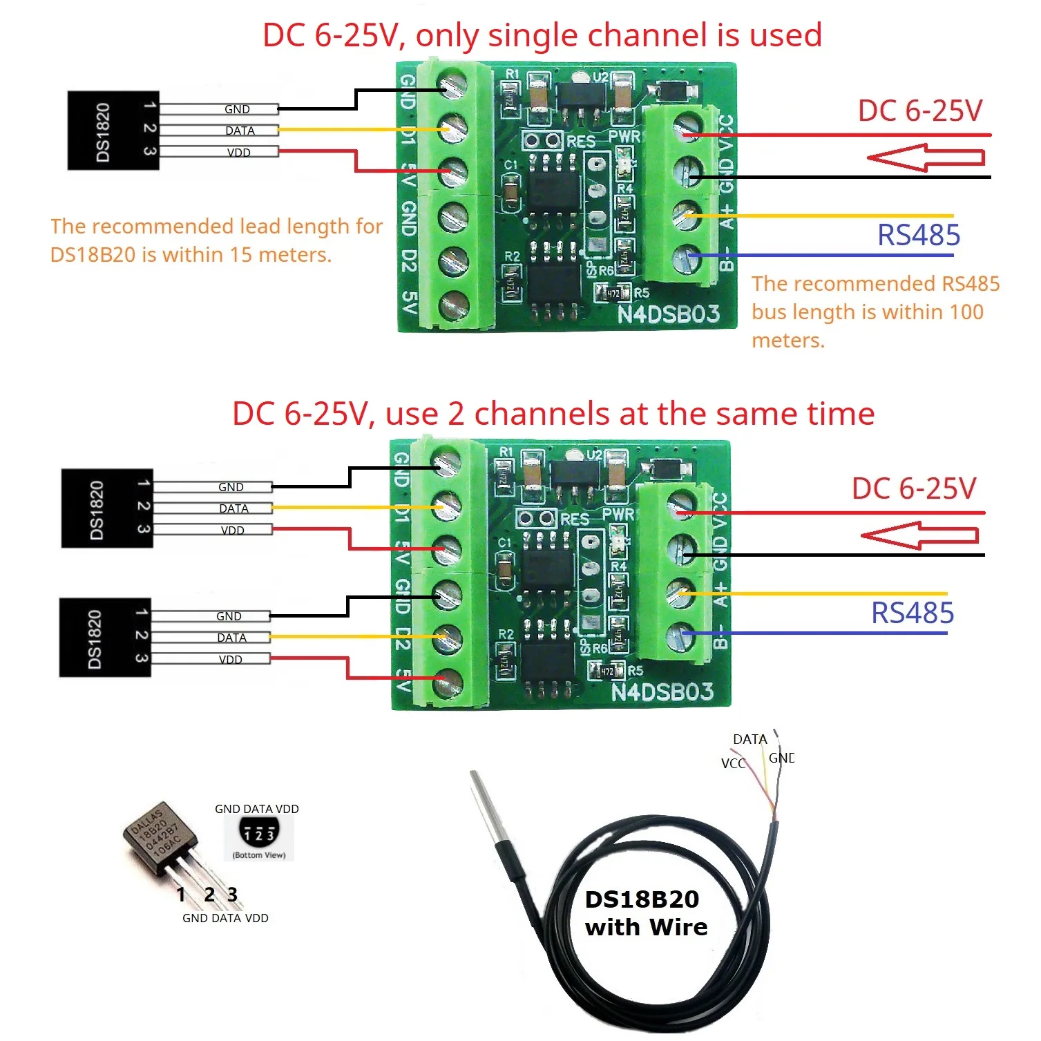-55 to +125C DS18B20 Sensor  1 - đánh giá và giá Ds18B20 Temperature Sensor