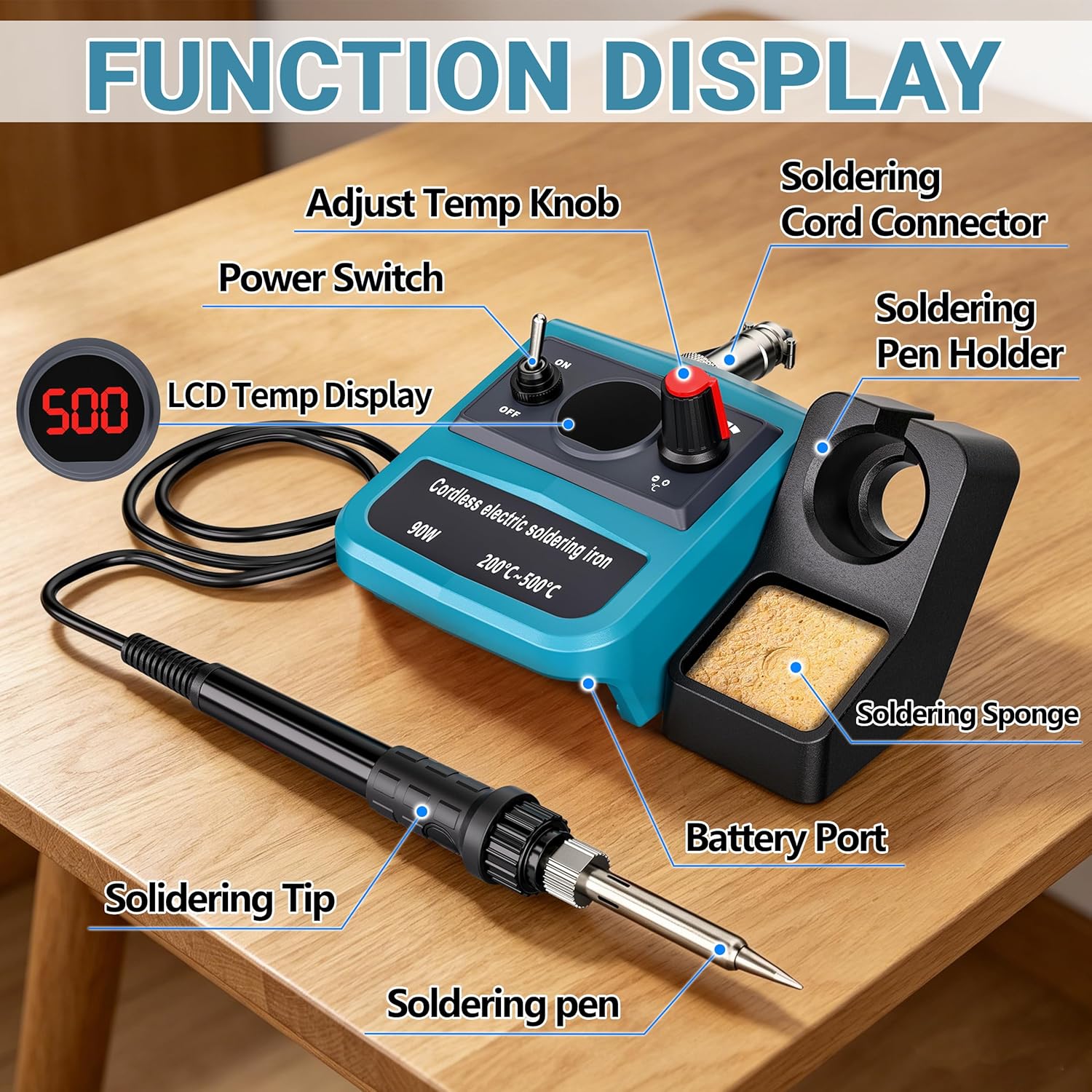 90W LED Digital Cordless Solde - đánh giá và giá Diy Electronics Storage