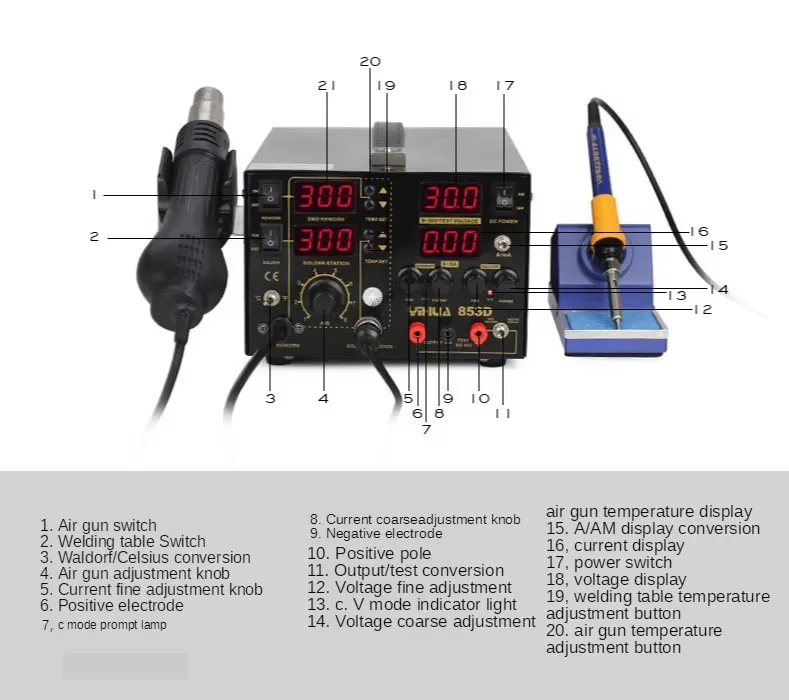 TLF YIHUA 853D 5A Hot Air Rewo - đánh giá và giá Hot Air Rework Station